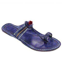 Attractive Dark Blue Watch Style Red Gonda Ladies Ladies Kolhapuri Chappal