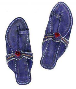 Attractive Dark Blue Watch Style Red Gonda Ladies Ladies Kolhapuri Chappal