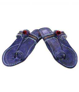 Attractive Dark Blue Watch Style Red Gonda Ladies Ladies Kolhapuri Chappal