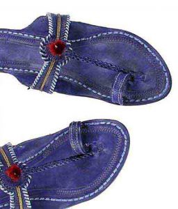 Attractive Dark Blue Watch Style Red Gonda Ladies Ladies Kolhapuri Chappal