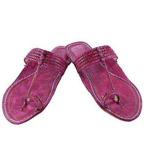 Handsome Purple Five Braids Kolhapuri Women Chappal