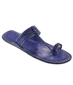 Gorgeous Dark Blue Five Braids Kolhapuri Women Chappal