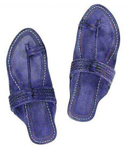 Gorgeous Dark Blue Five Braids Kolhapuri Women Chappal