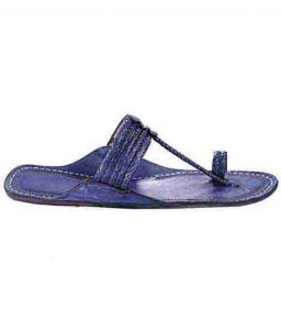 Gorgeous Dark Blue Five Braids Kolhapuri Women Chappal
