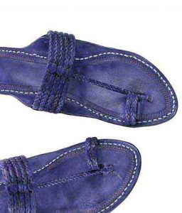 Gorgeous Dark Blue Five Braids Kolhapuri Women Chappal