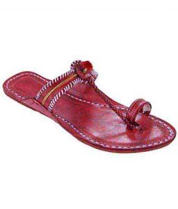 Attractive Cherry Red Watch Style Red Gonda Ladies Ladies Kolhapuri Chappal