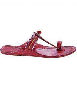 Attractive Cherry Red Watch Style Red Gonda Ladies Ladies Kolhapuri Chappal