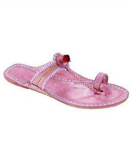 Attractive Baby Pink Watch Style Red Gonda Ladies Ladies Kolhapuri Chappal