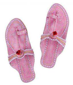 Attractive Baby Pink Watch Style Red Gonda Ladies Ladies Kolhapuri Chappal