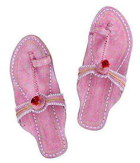 Attractive Baby Pink Watch Style Red Gonda Ladies Ladies Kolhapuri Chappal