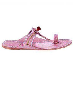 Attractive Baby Pink Watch Style Red Gonda Ladies Ladies Kolhapuri Chappal