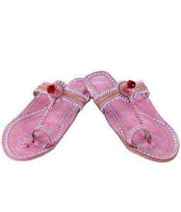 Attractive Baby Pink Watch Style Red Gonda Ladies Ladies Kolhapuri Chappal