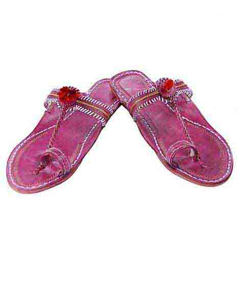 Attractive Pink Watch Style Red Gonda Ladies Ladies Kolhapuri Chappal