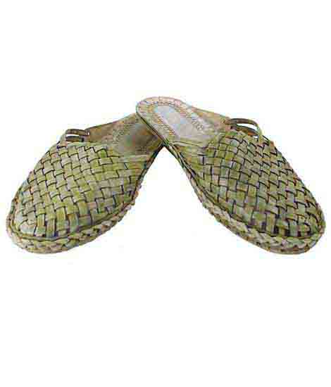 Lovely Looking Seaweed Flat Heel Half Kolahpuri Shoe For Women