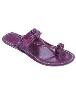 Handsome Purple Five Braids Kolhapuri Ladies Chappal