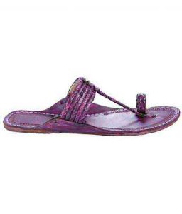 Handsome Purple Five Braids Kolhapuri Ladies Chappal