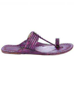 Handsome Purple Five Braids Kolhapuri Ladies Chappal