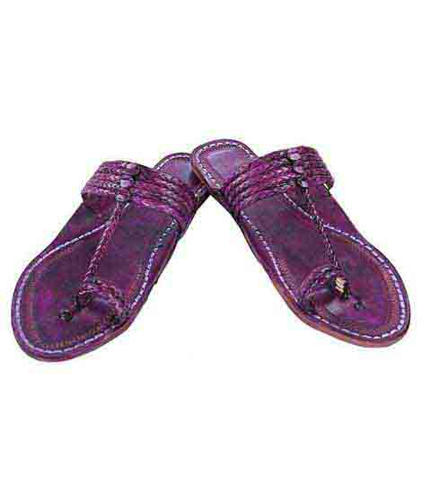 Handsome Purple Five Braids Kolhapuri Ladies Chappal