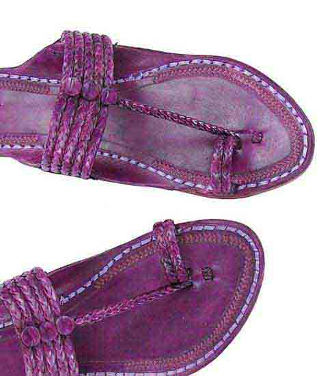 Handsome Purple Five Braids Kolhapuri Ladies Chappal
