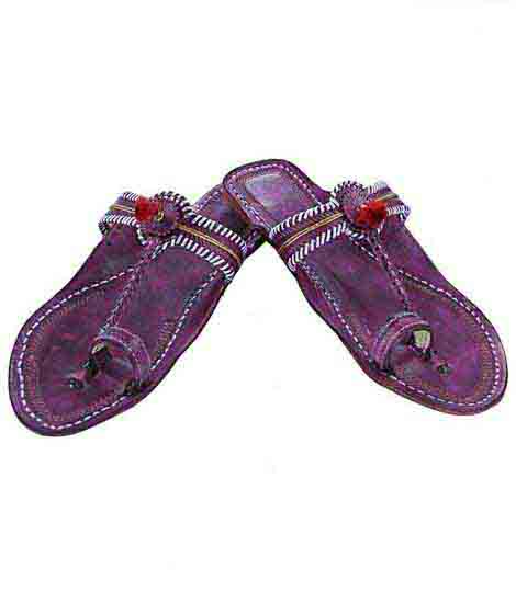 Beautiful Purple Watch Style Red Gonda Ladies Ladies Kolhapuri Chappal