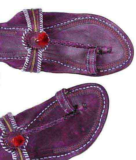 Beautiful Purple Watch Style Red Gonda Ladies Ladies Kolhapuri Chappal