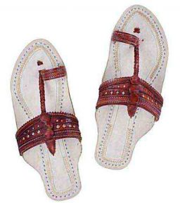 Beautiful Red Brown Flat Heel Punching Upper Kolhapuri Chappal For Women