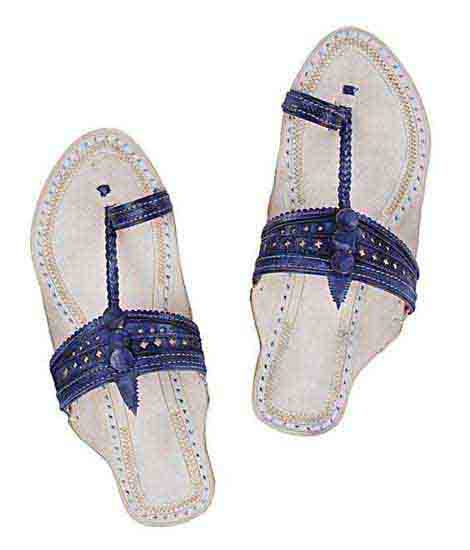 Good-Looking Dark Blue Flat Heel Ladies Chappal