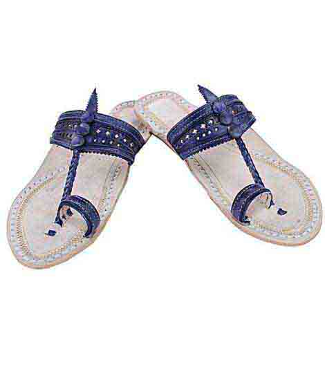 Good-Looking Dark Blue Flat Heel Ladies Chappal