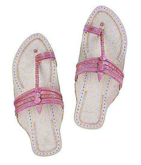 Gorgeous Baby Pink Flat Heel Ladies Kolhapuri Chappal