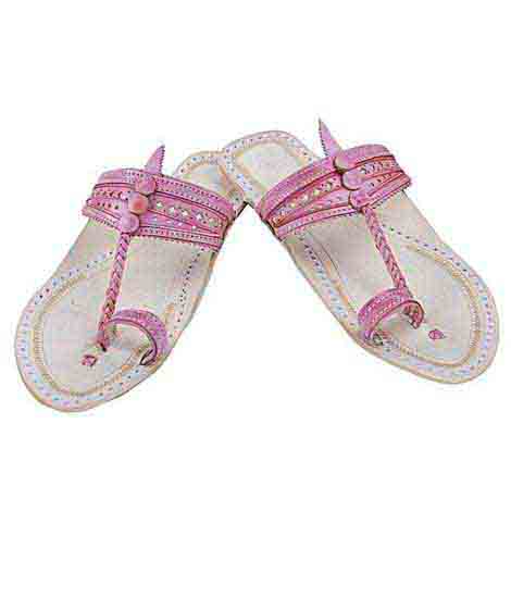 Gorgeous Baby Pink Flat Heel Ladies Kolhapuri Chappal