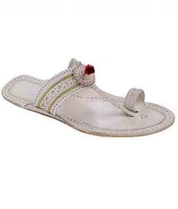 Wonderful Triangular Upper, Punching Design Natural Ladies Kolhapuri Chappal