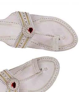 Wonderful Triangular Upper, Punching Design Natural Ladies Kolhapuri Chappal