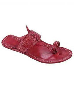 Beautiful Cherry Red Triangular Upper Ladies Kolhapuri Chappal