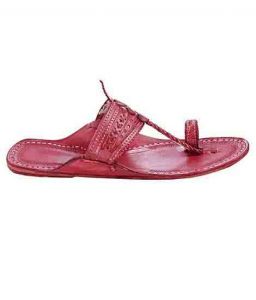 Beautiful Cherry Red Triangular Upper Ladies Kolhapuri Chappal