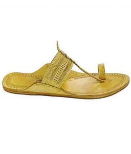 Eye-Catching Yellow Punching And Embosing Design Kolhapuri Chappal For Women