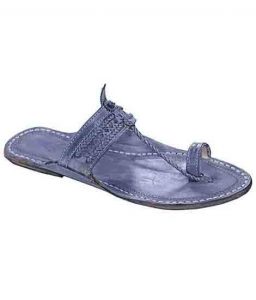 Outstanding Grey Eye-Catching Two Braids Ladies Kolhapuri Chappal