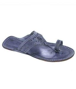 Elegant Grey Punching Design Broad Belt Ladies Kolhapuri Chappal