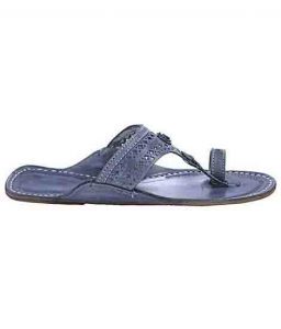 Elegant Grey Punching Design Broad Belt Ladies Kolhapuri Chappal