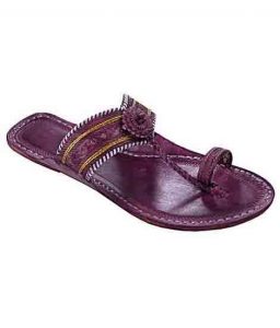 Delightful Purple Flat Heel Punching Ladies Kolhapuri Chappal