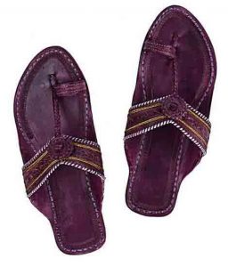 Delightful Purple Flat Heel Punching Ladies Kolhapuri Chappal