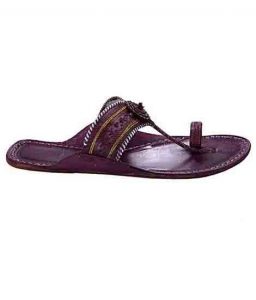 Delightful Purple Flat Heel Punching Ladies Kolhapuri Chappal