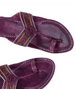 Delightful Purple Flat Heel Punching Ladies Kolhapuri Chappal