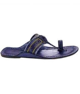 Enjoyable Dark Blue Punching Kolapuri Chappal For Women