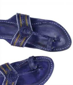 Enjoyable Dark Blue Punching Kolapuri Chappal For Women