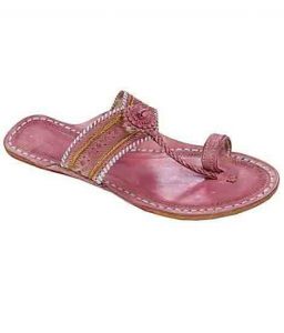 Nice Looking Bay Pink Punching Kolapuri Chappal For Women