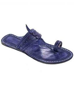 Fine-Looking Dark Blue Kolhapuri Chappal For Women