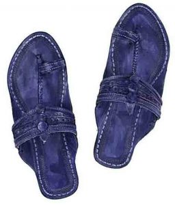 Fine-Looking Dark Blue Kolhapuri Chappal For Women