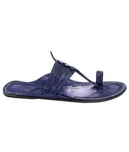 Fine-Looking Dark Blue Kolhapuri Chappal For Women