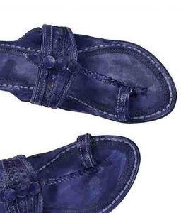 Fine-Looking Dark Blue Kolhapuri Chappal For Women