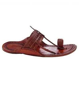 Stunning Look Red Brown Punching Design Kolhapuri Chappal For Women